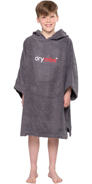 2026 Dryrobe Junior Organic Cotton Hooded Towel Robe V3DRJOCTR - Slate Grey